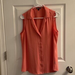 Express Vibrant Coral Sleeveless Blouse